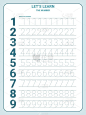 Number 1-10 tracing practice worksheet with all nu