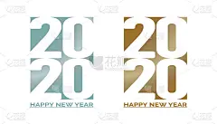2020新年祝福语。2020年商业日记封面采用纯蓝色和醇厚黄色的时尚潮流色彩。宣传册矢量设计模板，卡