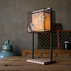 [摆设出品]中式台灯手绘丝灯饰现代中式布艺客厅灯书房台灯卧室灯-淘宝网