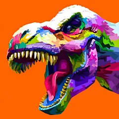 霸王龙多彩波普风格动物插画矢量图设计素材