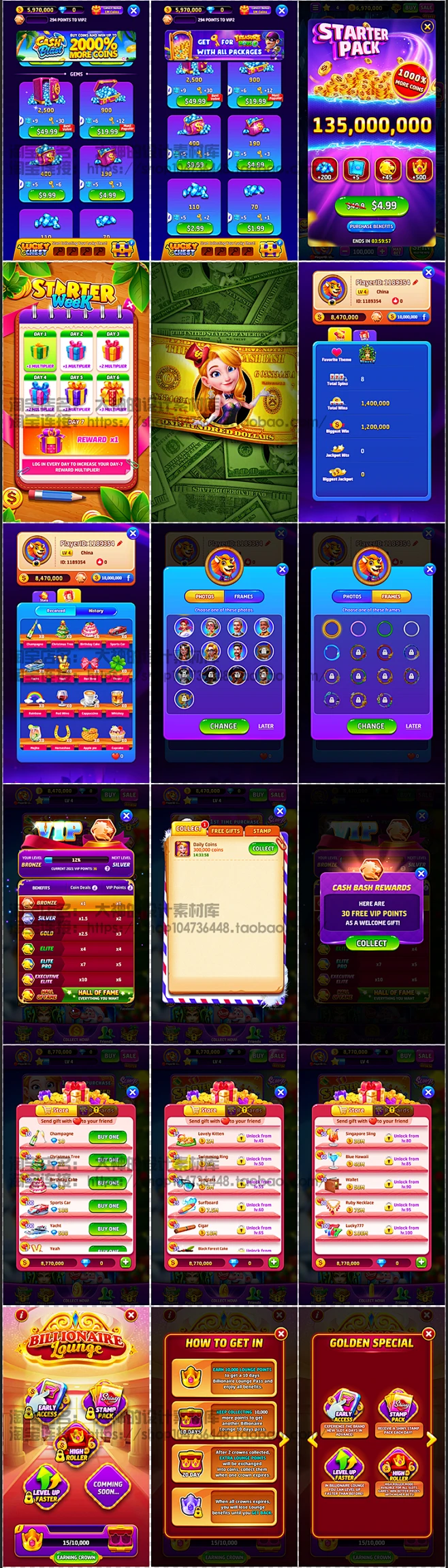 Slots街机拉霸老虎机资源CashBash素材ui音效png/unity动画竖游戏-淘宝网-花瓣网