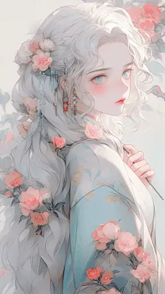 养眼推荐！14 张粉色水彩洛可可风美女壁纸