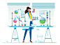 Woman chemist kit8 flat vector illustration researcher pharmaceutical scientist laboratory liquid chemist woman