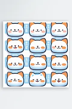 数字艺术卡通猫贴纸卡通表情包-众图网