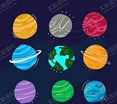 抽象太阳系行星 【酷图网】抽象,太阳系,行星,彩色,水星,金星,火星,木星,土星,天王星,海王星