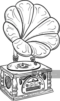 Vintag留声机黑白图片素材