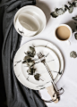 创意北欧风黑白色大理石纹路陶瓷盘子釉上彩餐具盘碗杯子ins美食-淘宝网