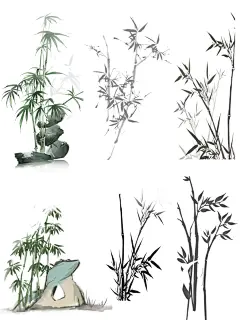 水墨风植物素材⚫️古诗意象-梅兰竹菊松柳 - 小红书