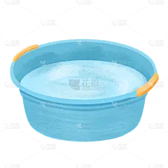 手绘-家居生活清洁用品贴纸-脸盆