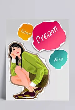 思考的红唇女人物漫画|PSD,PSD分层素材,绘画设计,卡通人物,漫画人物,人物插画,水彩人物,人物角色,人物角色模型,动漫人物角色,卡通人物,PSD分层素材,PSD素材