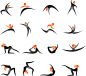 卡通瑜伽动作运动人物剪影