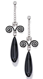 PAIR OF PLATINUM, ONYX, DIAMOND AND ENAMEL EARRINGS