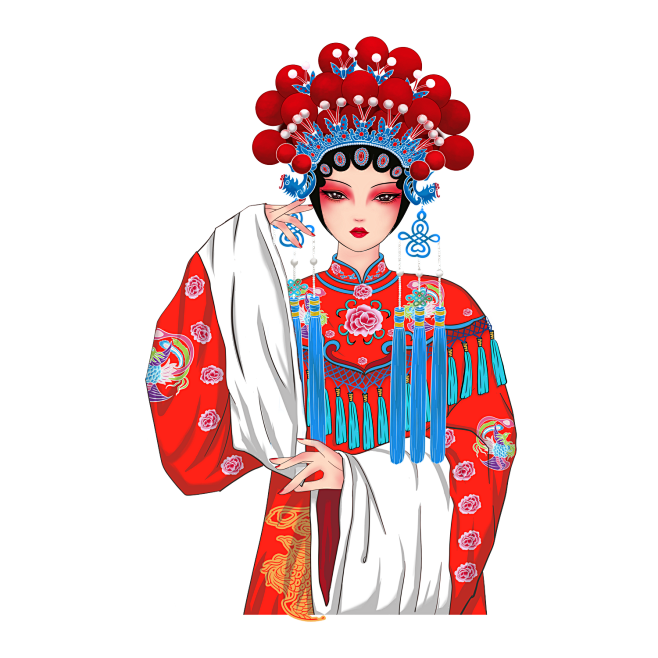 京剧人物插画元素素材 (90)-花瓣网