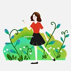 踏青跳舞的小女孩图片大小2050x2050px 图片尺寸955.67 KB 来自PNG搜索网 pngss.com 免费免扣png素材下载！春游踏青插画#卡通人物#卡通手绘#蓝色的叶子#漂亮的小女孩#跳舞的小女孩#植物装饰#