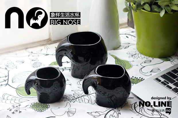 【生活演异】原创家庭陶瓷套杯黑色大象款 ...