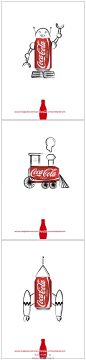 给力创意广告可口可乐平面广告：喝过的易拉罐可以再循环利用。