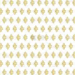 金色花形状与几何无缝模式矢量在白色背景。