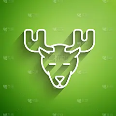 有角的,分离着色,驼鹿,计算机图标,白色,动物头,线条,野生动物,直的,哺乳纲