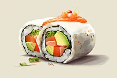 日式美食三文鱼寿司日本美食插画