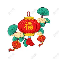 新年国潮灯笼png元素兔年新年兔子