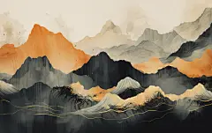 海边日出日落简约山壁纸古风山水