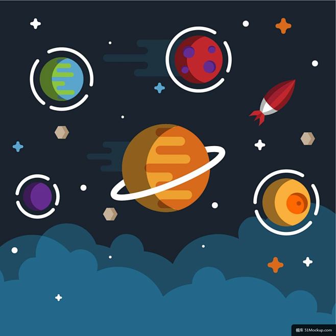 15:02:57行星光环 彩色 星球 梦幻 太空星系 背景插画参考大受龟同采