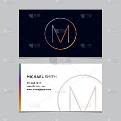 图标字母'M'，与名片模板。