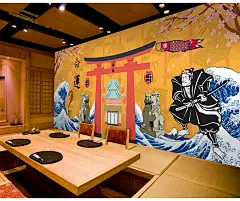 日本刺青纹身相扑仕女壁纸和风装饰日式餐厅料理寿司店背景墙纸-淘宝网