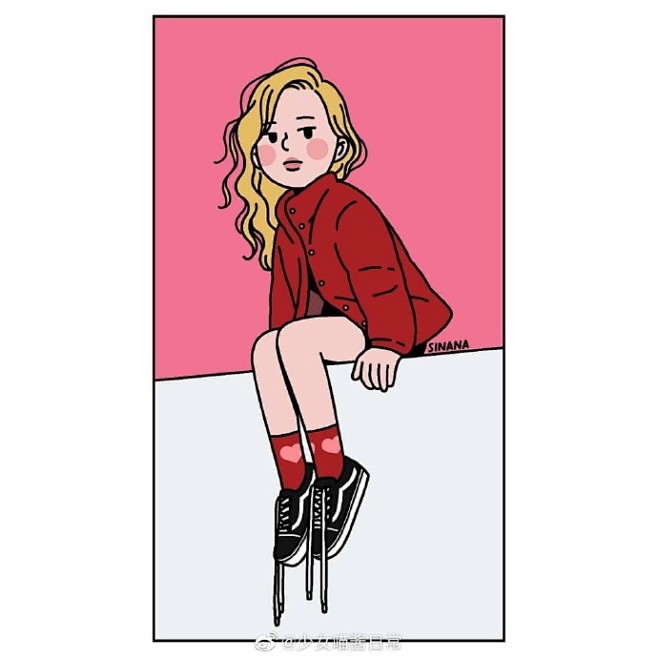 ❥꒪ั

  敲可爱的ins插画，女孩与...
