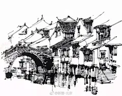 钢笔建筑手绘速写|蔡亮#建筑# ​​​​