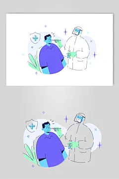 护盾植物大气高端医疗人物矢量素材