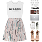 A fashion look from September 2015 featuring white shirt, a line skirt and wide shoes. Browse and shop related looks.