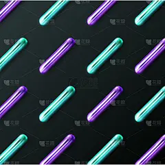 背景与紫色和绿色光泽的3d圆柱体或棒状抽象图案。