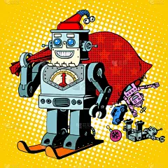 机器人圣诞老人圣诞礼物幽默字符 Robosanta