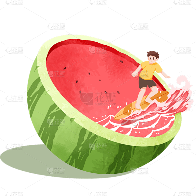 大暑西瓜图标元素贴纸