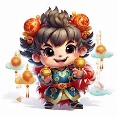 简约立体醒狮扇子素材图元素