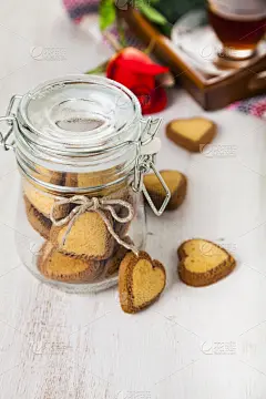 饼干,玫瑰,红色,心型,广口瓶,垂直画幅,形状,档案,情人节,传统