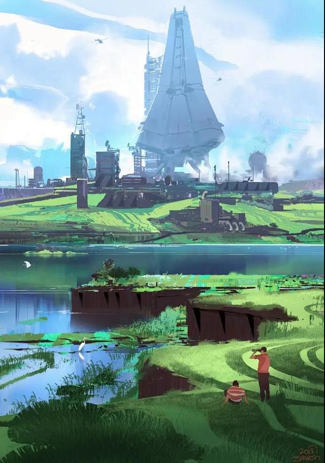 场景氛围/场景概念设计/场景插画 法国CG艺术家 sparth（Nicolas Bouvier）一组科幻主题插画艺术 花瓣关注原画人，推荐更多 ...