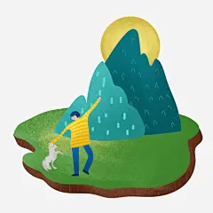 郊外旅游爬山手绘插画高清素材 设计图片 免费下载 页面网页 平面电商 创意素材 png素材