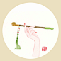 一组古风水彩手部特写小画
红酥手，黄藤酒，满城春色宫墙柳。作者：暖小爽