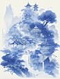 古风插画:青山