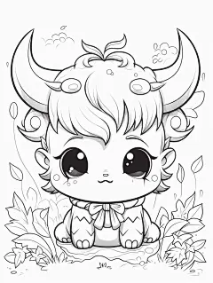AI绘画_Prompts_Ben23_coloring_page_kawaii_cute_mythical_baby_Minotaur_black_an_8733abcb-adb4-4641-b63d-b624a006b1cb_xpanx.com