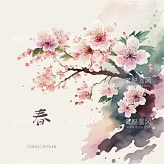 春天背景  - 源文件下载【酷图网】春暖花开,樱花,樱花背景,水彩背景,山水画,山水,春天,荷花,花朵,花卉,梅花,河流,春天花朵,春季新款,春装新款,春天海报,春季素材,春季背景,春季促销图,约惠暖春,设计,广告设计,AI,