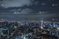 现代城市夜景，从摩天大楼俯瞰，东京，日本