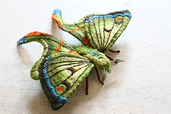 Embroidered Moth Bro...