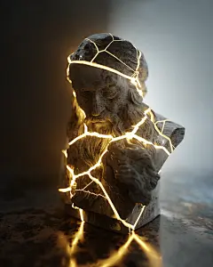 C4D Octane Render分裂发光的男性雕像工程,雕像分裂,破碎的石像