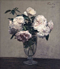 Henri Fantin-Latour 花卉作品 | 亨利·方丹·拉图尔（Henri Fantin-Latour）生于1836年，法国的画家和石板画家，他的花卉画和静物画尤为出名。