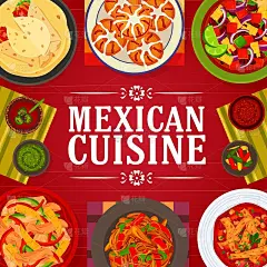 墨西哥美食卡通矢量海报墨西哥餐