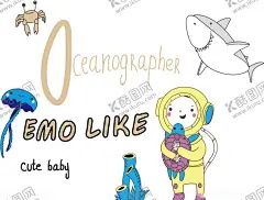 emo卡通图案海洋动物 【酷图网】emo卡通,海洋生物,印花图案,烫画,矢量图