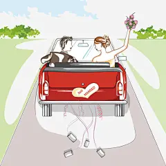 卡通人物情侣婚纱_新图网 https://ixintu.com 卡通人物 情侣 婚纱 矢量 摄影场景 婚车